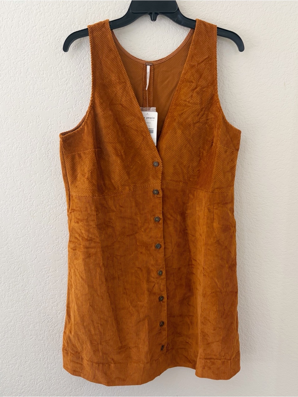 NWT Free People Size Large Corduroy Rolling Thunder Mini Dress Cinnamon Brown